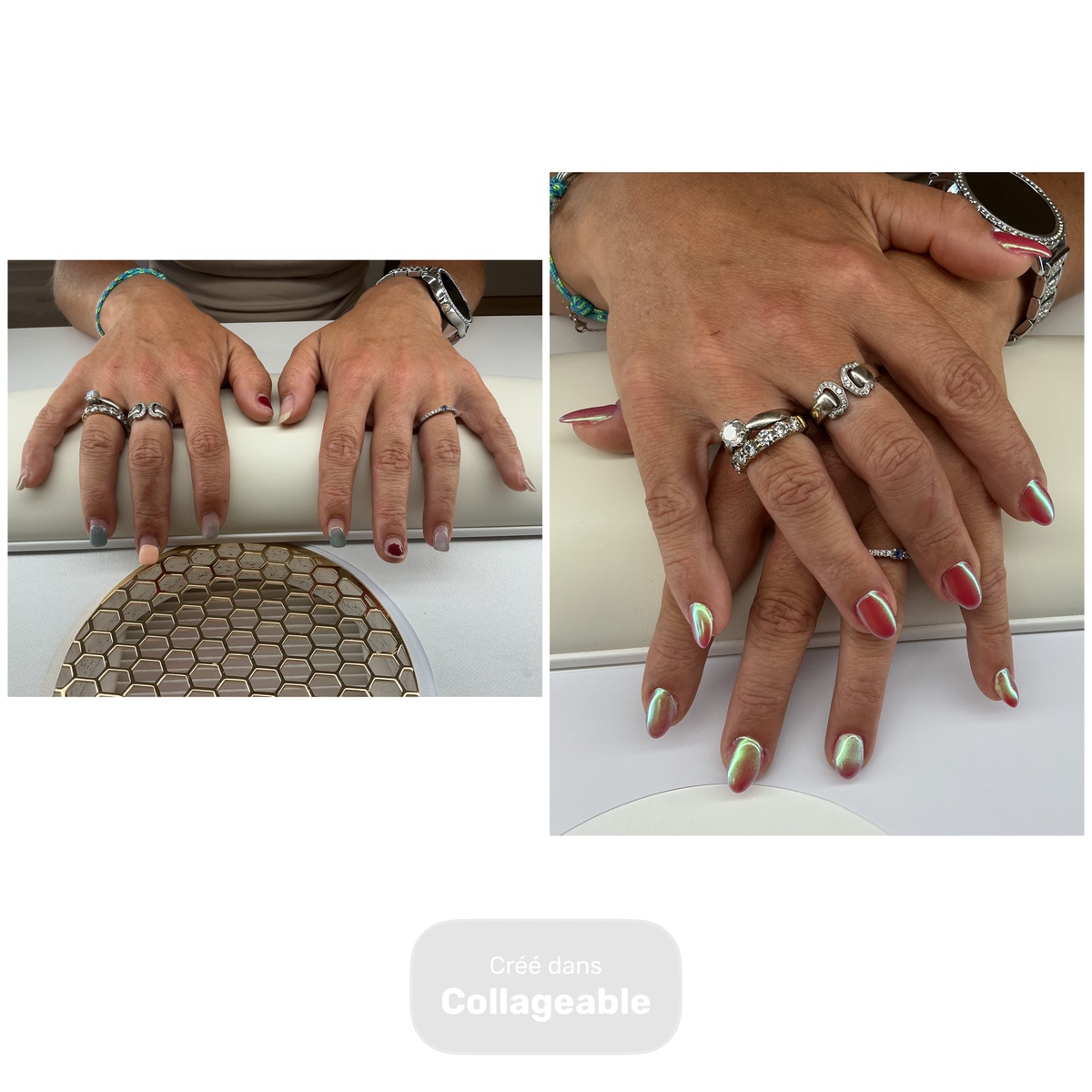 Dépose semi-permanent + pose gel sur ongles naturels et couleur